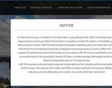中国工商银行美国子公司：遭勒索软件攻击致部分系统中断 正彻查