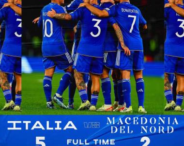 欧预赛-小基耶萨两球沙拉维破门 意大利5-2北马其顿