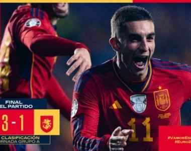 欧预赛-托雷斯传射亚马尔造乌龙加维伤退 西班牙3-1头名出线