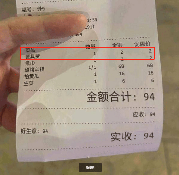 菜还没上筷子先花了两元 餐具费是否应该收取？