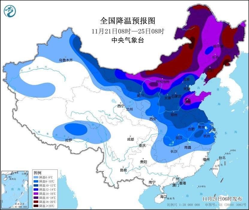 寒潮、暴雪等三预警连发！局地最低温将降至-30℃以下